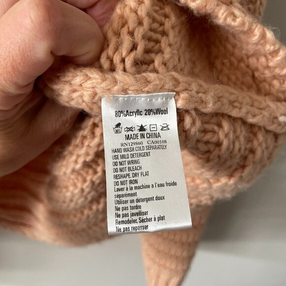 RHYTHM Pullover Chunky Knit Sweater Cowl Necks Blush Pink Medium - Picture 4 of 8